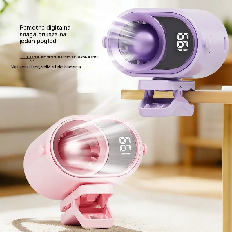 🌀 Ventilator bez upotrebe ruku s LED zaslonom, ugrađenom kopčom i 199 podesivim razinama