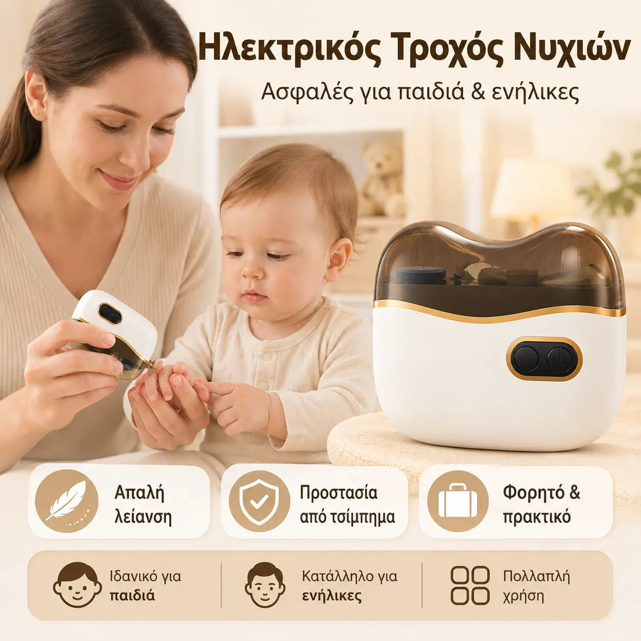 ✂️💅 Πολυλειτουργική ηλεκτρική λίμα νυχιών, ηλεκτρικός νυχοκόπτης με προστασία από τσιμπήματα