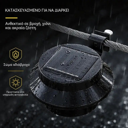 ☀️ Ηλιακό φωτιστικό τοίχου LED με υδρορροή | Διακόσμηση εξωτερικού χώρου