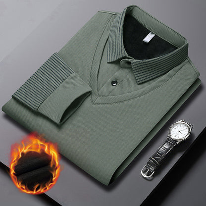 【M-4XL】 👔 Męska koszulka polo z długim rękawem typu „2 w 1” · Ocieplana, z podszewką · Elegancki fason z klasycznym kołnierzykiem i rękawami w paski · Styl casualowy i biznesowy!