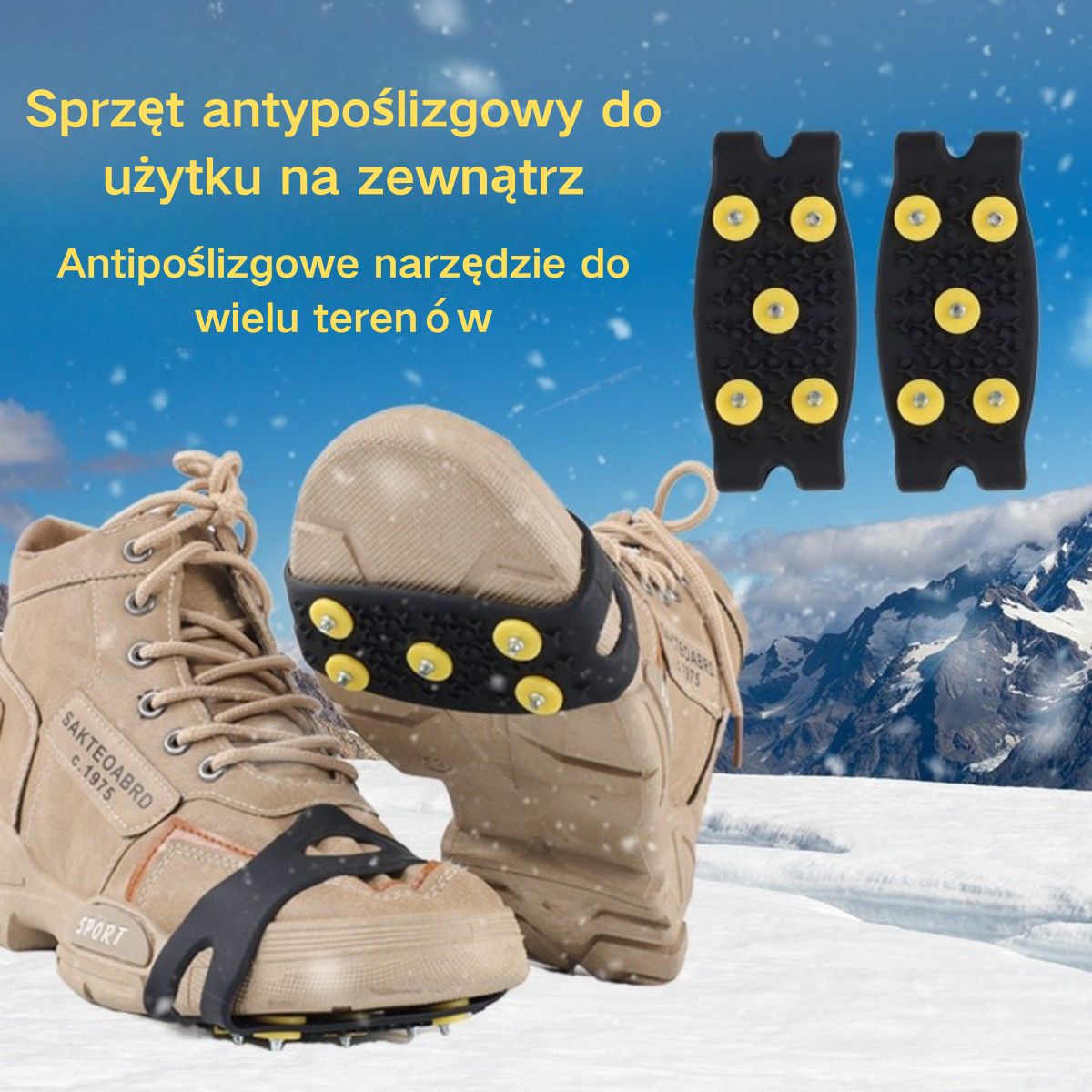🚶❄️Cena za 4 pary wynosi 99 zł🔥Niewidoczne, 5-zębowe, antypoślizgowe pętle do raków, raki do użytku na zewnątrz, odpowiednie do wędrówek po śniegu, wspinaczki górskiej, wspinaczki skałkowej i zimowych powierzchni lodowych, niezbędne dla osób starszych.