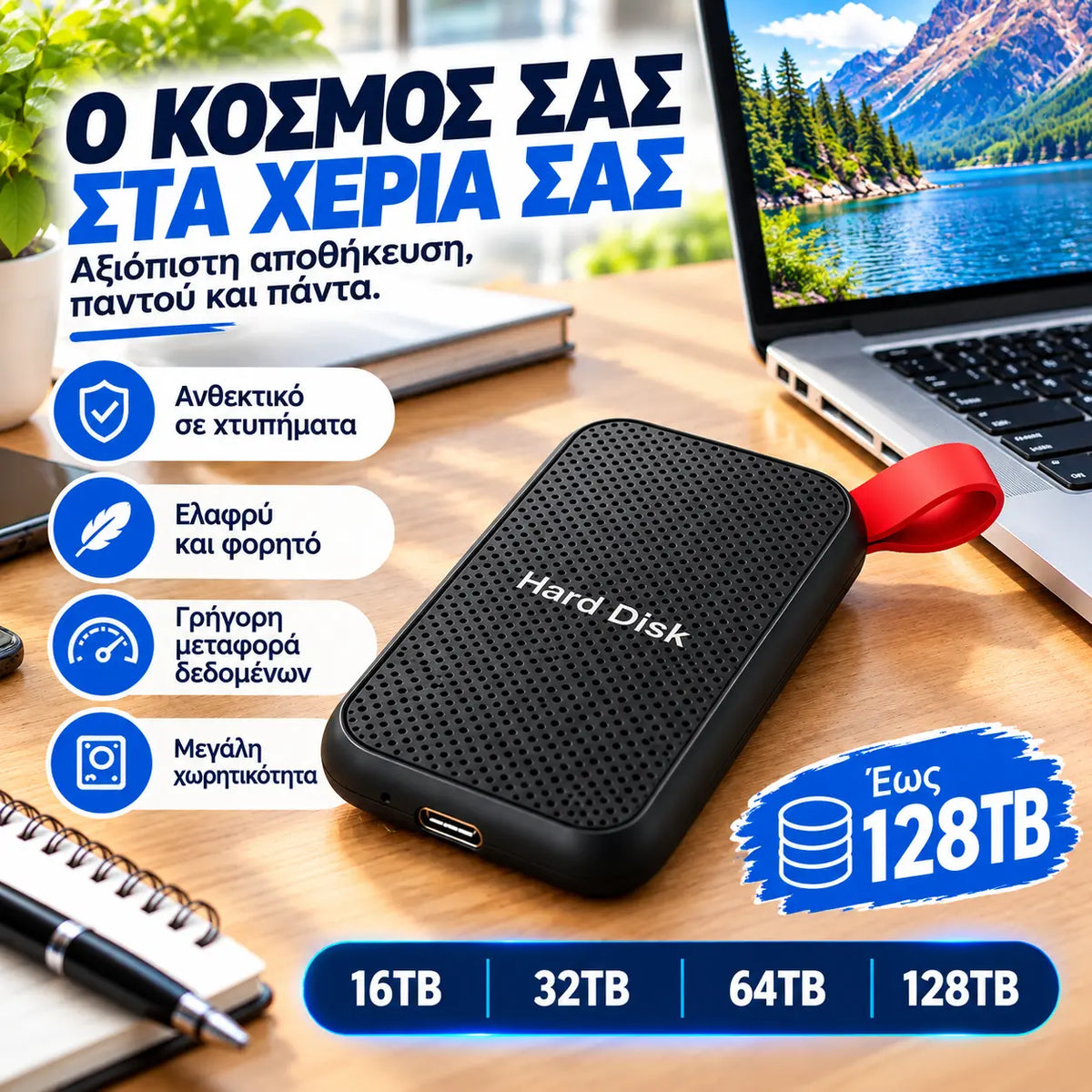 【16TB/32TB/64TB/128TB】⚡Φορητές μονάδες στερεάς κατάστασης (SSD) υψηλής ταχύτητας