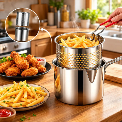 Minifritéza z nehrdzavejúcej ocele s fritovacím košom – Kompaktná, šetrí olej a nestrieka!