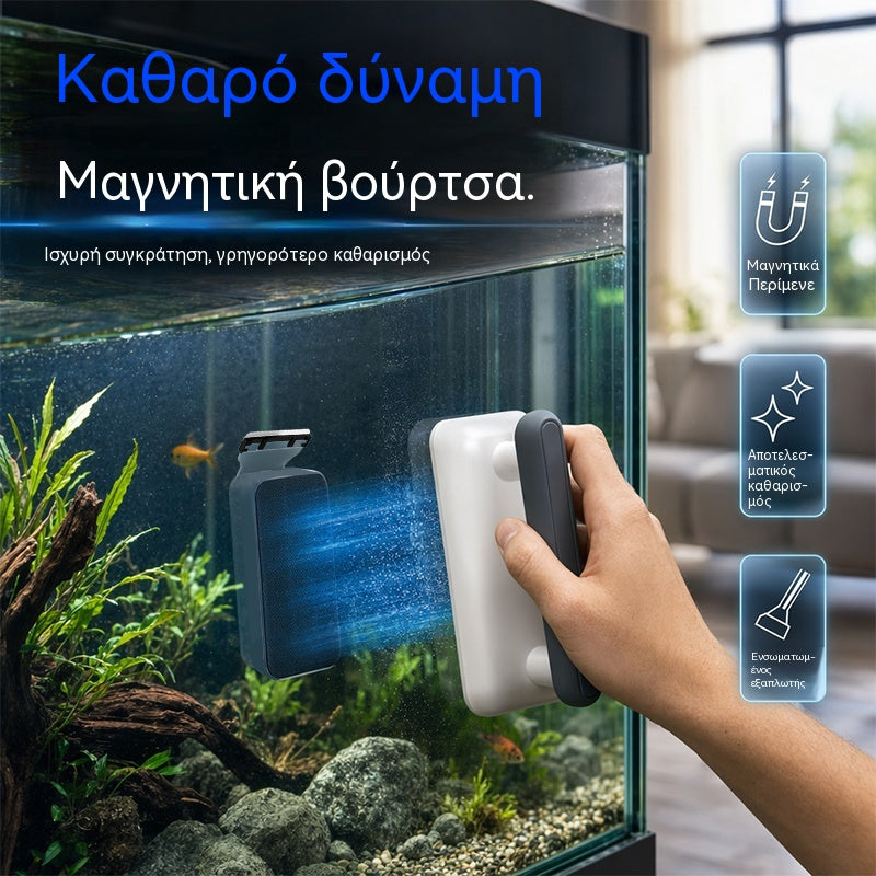 🔥🐠 Μαγνητικό καθαριστικό τζαμιών ενυδρείου – Διπλής όψης καθαριστικό φυκιών που επιπλέει – Καθαρίζει εύκολα μέσα και έξω από το ενυδρείο σας χωρίς να βρέχει τα χέρια σας ✨