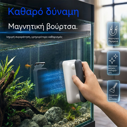 🔥🐠 Μαγνητικό καθαριστικό τζαμιών ενυδρείου – Διπλής όψης καθαριστικό φυκιών που επιπλέει – Καθαρίζει εύκολα μέσα και έξω από το ενυδρείο σας χωρίς να βρέχει τα χέρια σας ✨