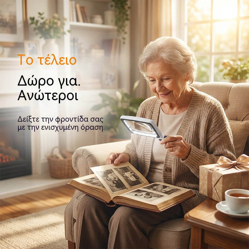 Πτυσσόμενος μεγεθυντικός φακός χειρός με φως για ανάγνωση