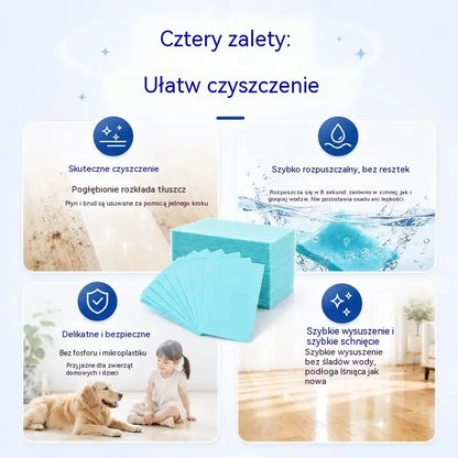 💦🏡【3 opakowania, łącznie 90 sztuk】Rozpuszczalne w wodzie ściereczki do mycia podłóg