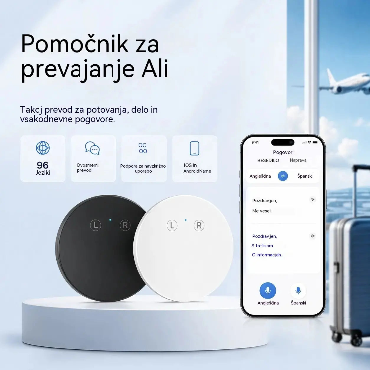 Naprava za prevajanje jezikov z umetno inteligenco – dvosmerni glasovni prevajalnik v realnem času s podporo za več jezikov