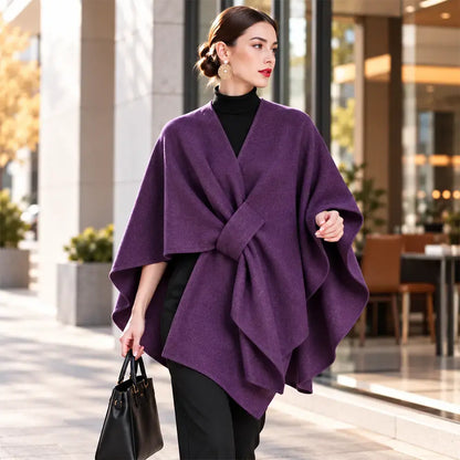 🧥 Πολυλειτουργικό υφαντό σάλι σε στιλ κάπας για το φθινόπωρο και τον χειμώνα! Κομψός σχεδιασμός σε στρώσεις, ευέλικτο στυλ, ζεστό και άνετο!