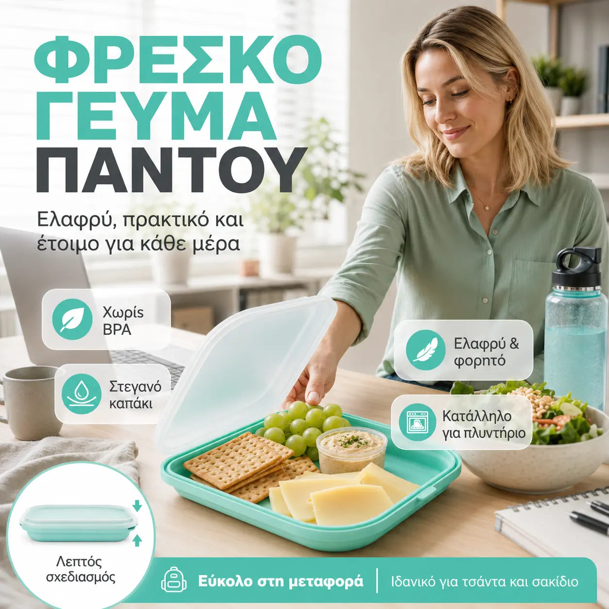 2 τεμάχιο 29 ευρώ 🍱✨ Φορητό δοχείο φαγητού από σιλικόνη, κατάλληλο για τρόφιμα! Χωρίς BPA, στεγανό και πτυσσόμενο – ιδανικό για δουλειά, ταξίδια και πικνίκ. 🔥💪