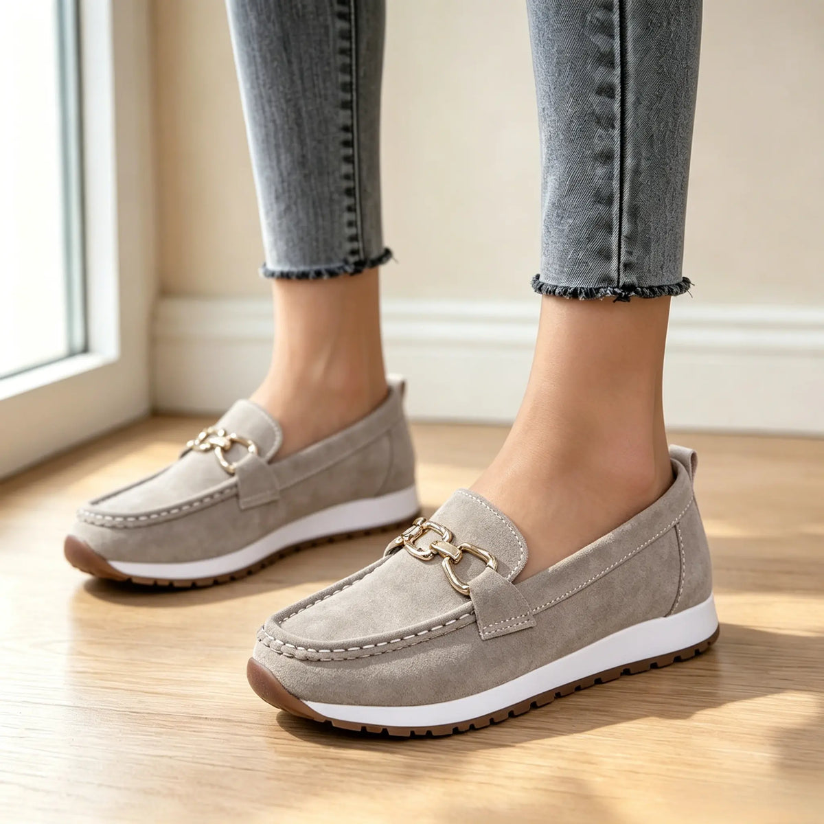 Damskie mokasyny wsuwane w stylu retro – wygodne, płaskie buty na co dzień – oddychające buty do chodzenia w stylu vintage