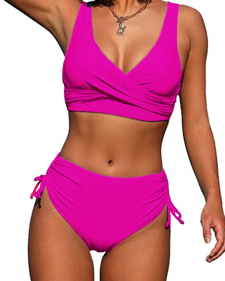 🏖️👙【Popust na novi proizvod】🌴【S-3XL】Novi ženski jednostavni jednobojni, brzosušeći, udobni, prozračni bikini kupaći kostim za ljeto 2026.