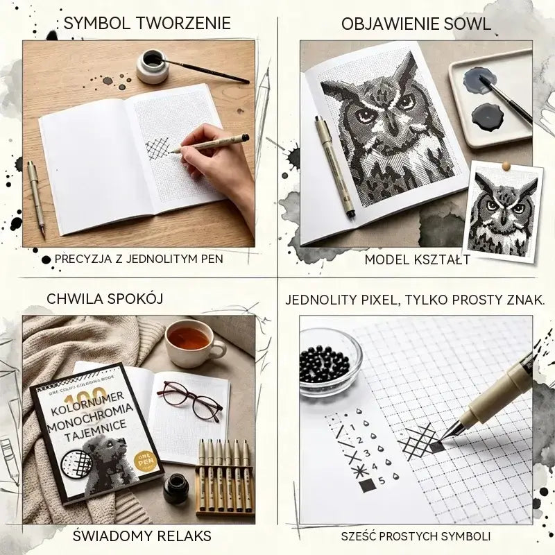 🎨🔢 Książka do kolorowania po numerach – 100 monochromatycznych tajemnic w wysokiej rozdzielczości 🖤📘