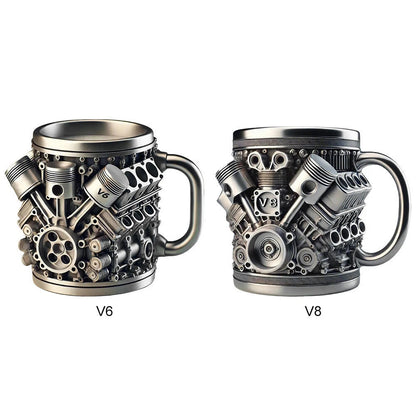 🎁☕ Taza creativa galvanizada con motor de coche de ciberpunk