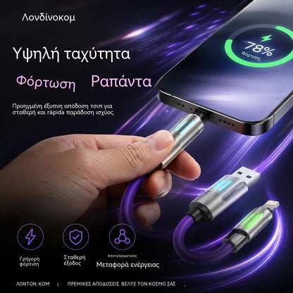 🔥Αγοράστε 1, πάρτε 1 δωρεάν! 🔥Καλώδιο φόρτισης LED 4 σε 1⚡📱