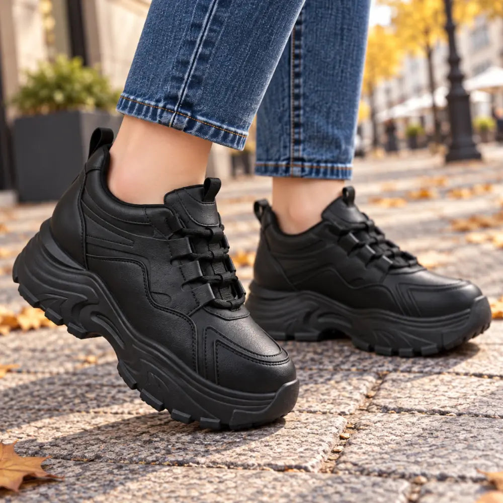 【35-40】Damskie buty na ukrytym podwyższeniu – białe sneakersy, na grubej podeszwie, casualowe, sportowe, idealne do chodzenia i podróży