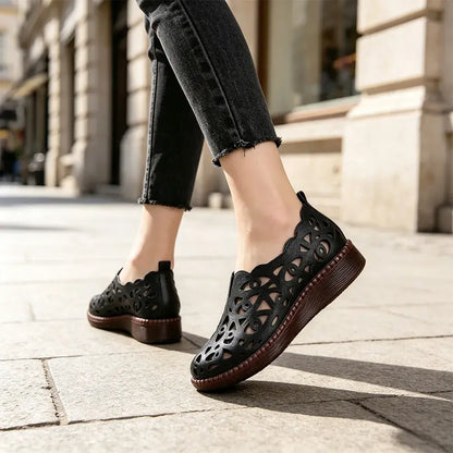 【35-42】Damskie, oddychające buty retro z okrągłymi noskami