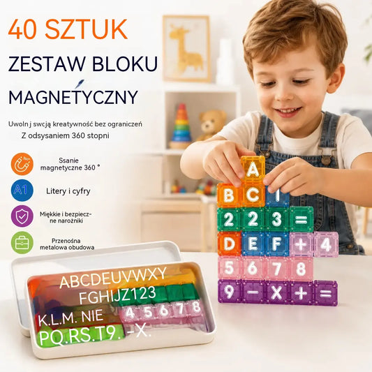 📢📢40% zniżki tylko przez ograniczony czas! 【40 klocków + pudełko do przechowywania】⏰Magnetyczne klocki z literami i cyframi dla dzieci