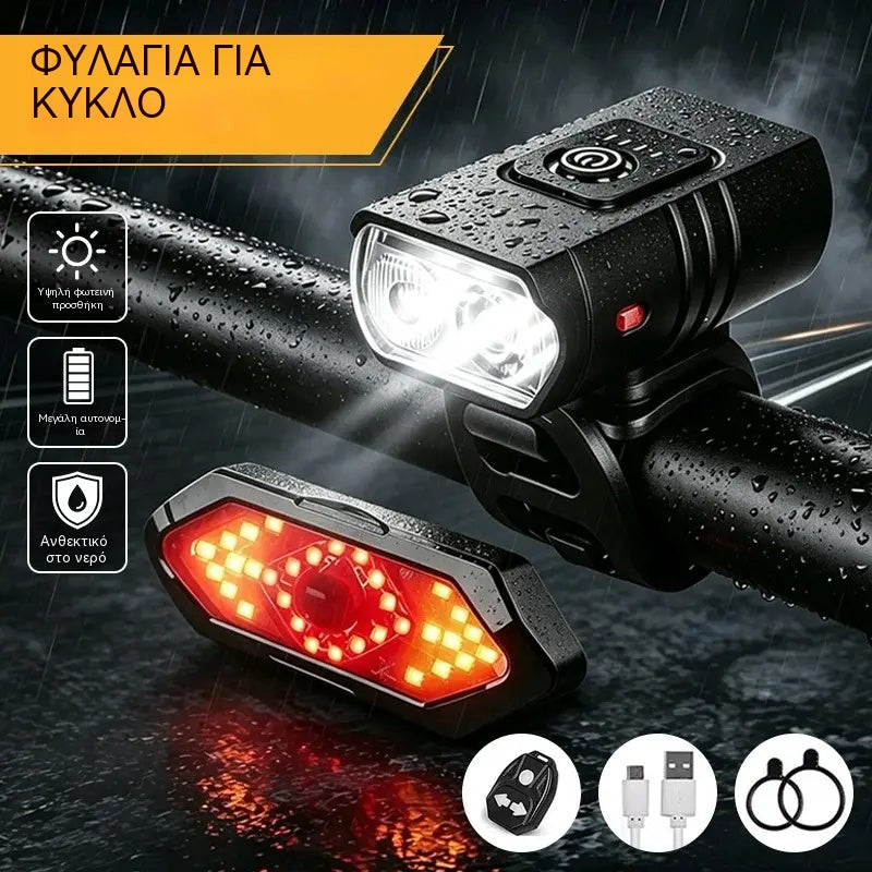 【ένα για 29 ευρώ】🚴 Φως ποδηλάτου LED υψηλής φωτεινότητας | Κιτ επαναφορτιζόμενης σύνδεσης USB εμπρός + πίσω