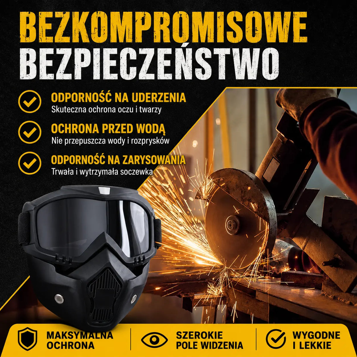 😎🔥Odłączane gogle HD Anti-fog na całą twarz (przeciwodblaskowe, przeciw promieniowaniu ultrafioletowemu, przeciwpyłowe).