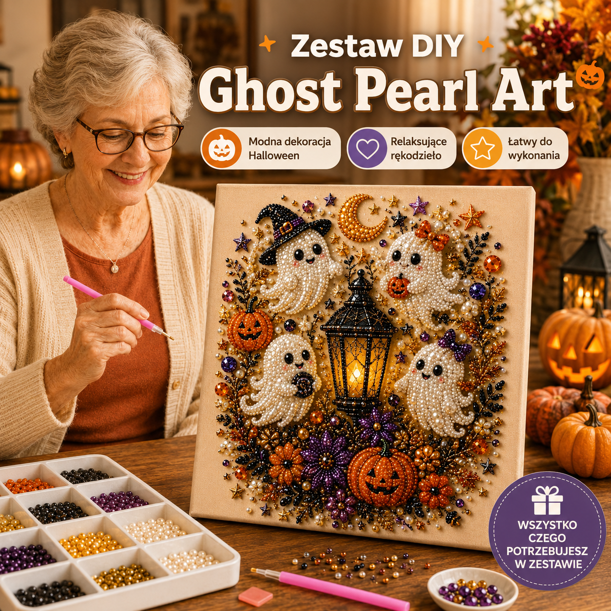 1 zestaw 99zł👻✨ Zestaw do tworzenia pereł na Halloween: Zmień malutkie perły w upiorne i urocze magiczne rzeczy.