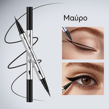 【2 στοιχεία】Μαύρο, λείο, εξαιρετικά λεπτό eyeliner διπλής όψης, αδιάβροχο και ανθεκτικό στο λάδι.