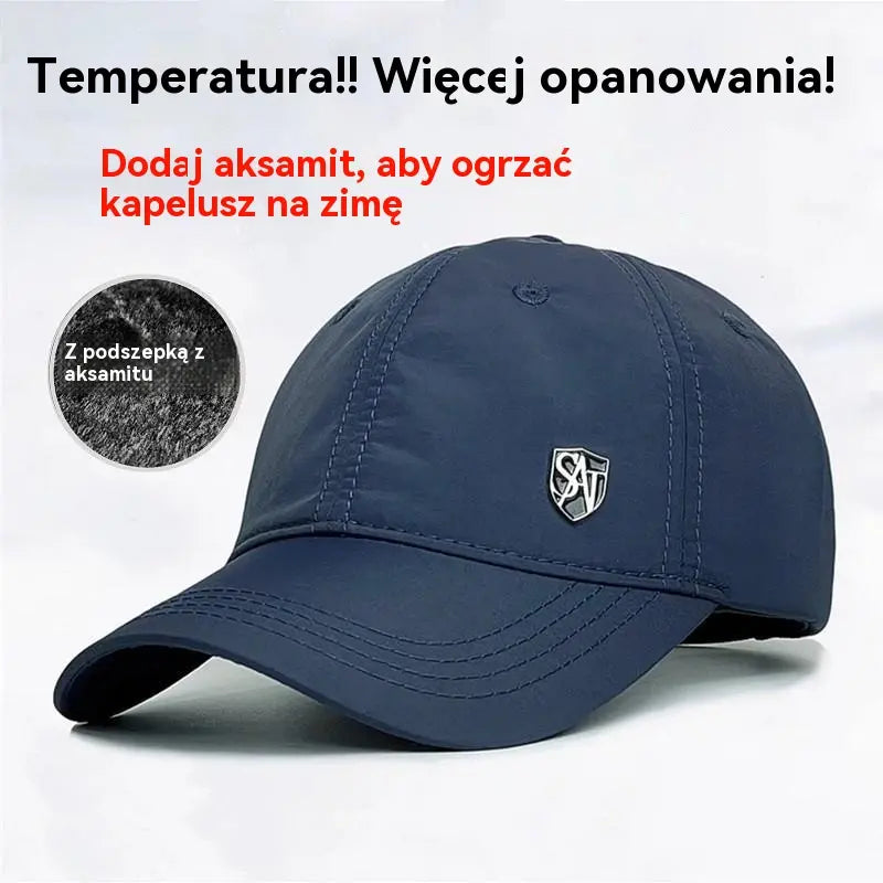 🧢⛄Męska ciepła czapka jesienno-zimowa, czapka z daszkiem z podszewką z polaru i osłoną przeciwsłoneczną