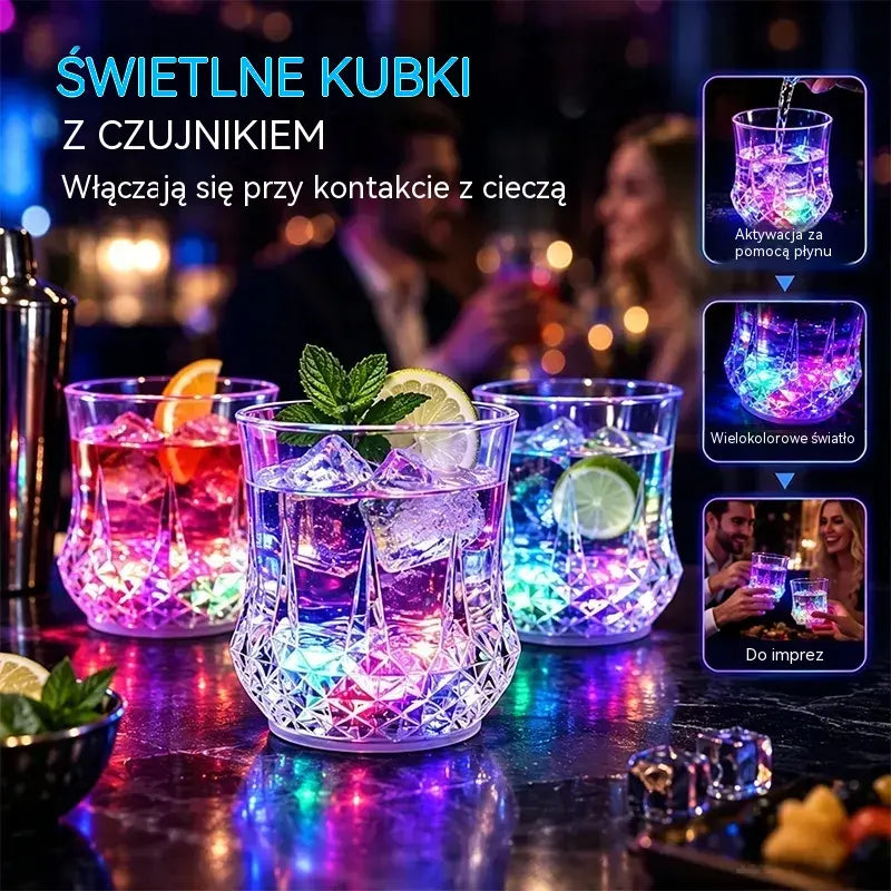 ✨💎Zestaw kryształowych szklanek LED aktywowanych płynem🥂