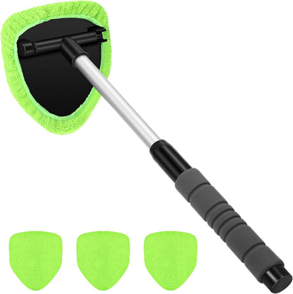 🎁【2 trójkątne plastikowe elementy + 8 pokrowców z materiału】Zestaw do czyszczenia szyb samochodowych – rozkładany i obracany o 180°