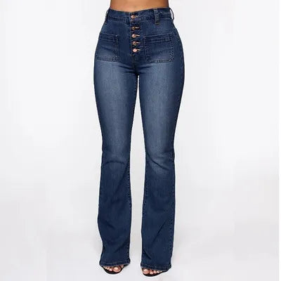 🔥👖【S-4XL】Pantalones de mujer de talle alto con bajo acampanado – Comodidad y Estilo en Uno – Vaqueros de Talle Alto que Visten a Cada Mujer