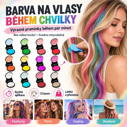 🌈🪮 Συμπαγής βαφή μαλλιών σε μορφή πούδρας με 12 αποχρώσεις για γρήγορη βαφή