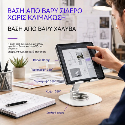 📢📢 Έκπτωση 50% ✨ Premium, εξ ολοκλήρου μεταλλική βάση για κινητά τηλέφωνα – επιτραπέζια βάση με δυνατότητα περιστροφής 360°