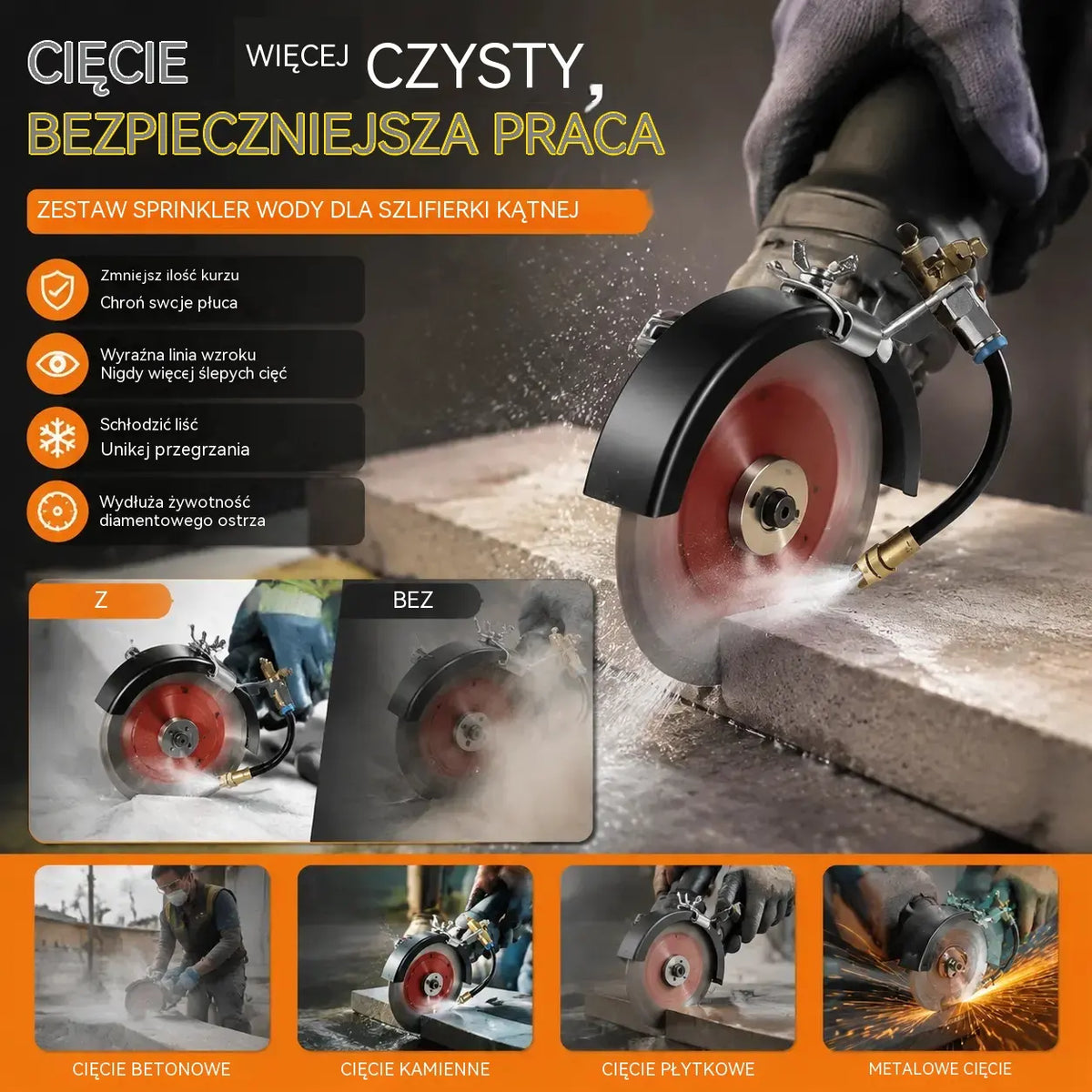 🔧 50% ZNIŻKI PRZEZ OGRANICZONY CZAS! ✨ Spryskiwacz wody do usuwania pyłu z maszyn tnących: dwa tryby natrysku, giętka aluminiowa rura, nierdzewna 💧