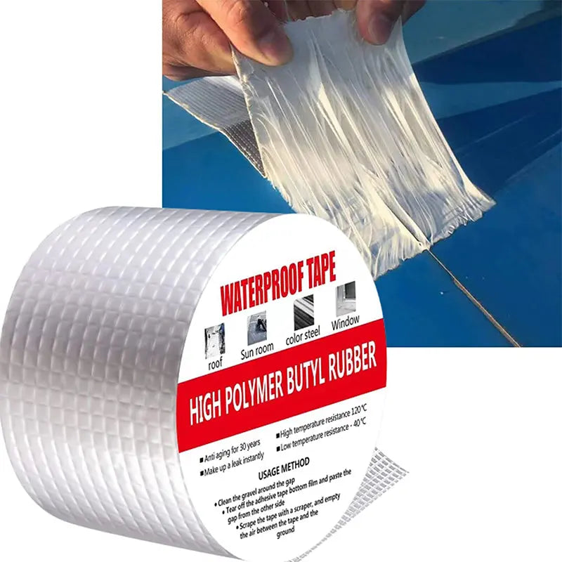 ✨【Πάχος 0,5 mm, 5 cm x 10 m】Μόνο 26 ευρώ🛡️ 💧Επισκευάστε τους σωλήνες αποστράγγισης της στέγης με αδιάβροχη στεγανωτική ταινία αλουμινίου.