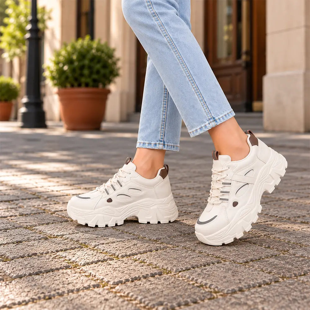 Buty na platformie z ukrytym podwyższeniem dla kobiet – nowość na jesień 2026, uniwersalne sneakersy na grubej podeszwie, idealne dla niskich kobiet