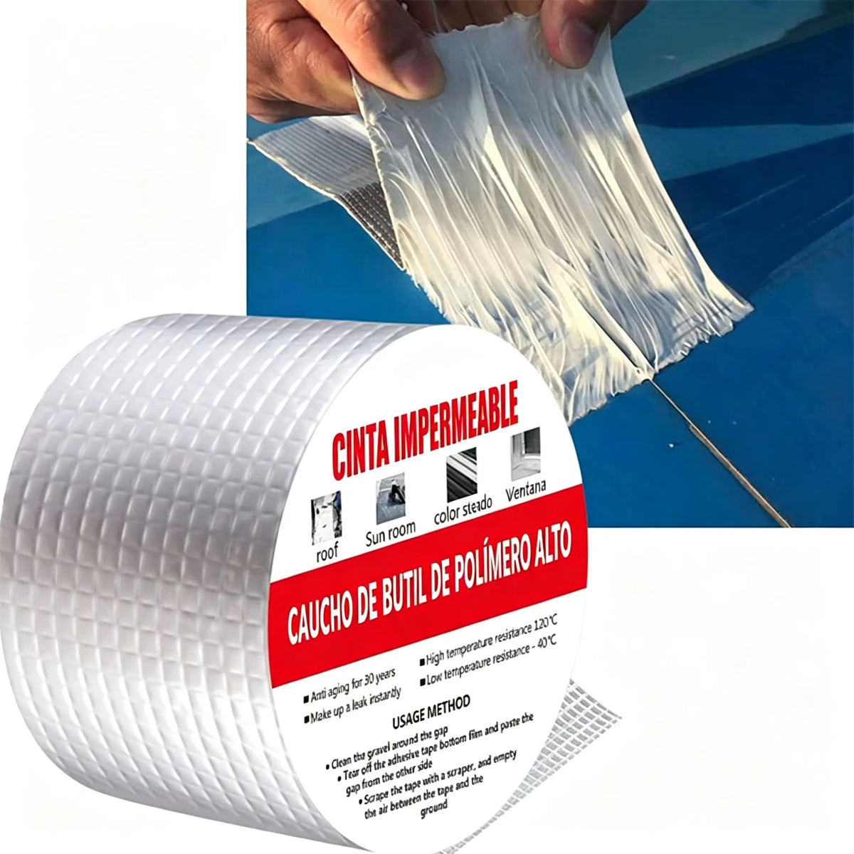 ✨【Πάχος 0,5 mm, 5 cm x 10 m】Μόνο 26 ευρώ🛡️ 💧Επισκευάστε τους σωλήνες αποστράγγισης της στέγης με αδιάβροχη στεγανωτική ταινία αλουμινίου.