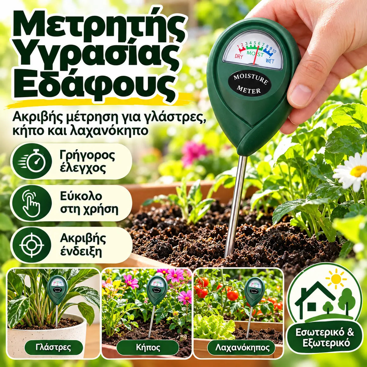 26 ευρώ ανά τεμάχιο🌿💧 Μετρητής Ποτίσματος Φυτών — Μάθετε πότε χρειάζονται πραγματικά νερό!