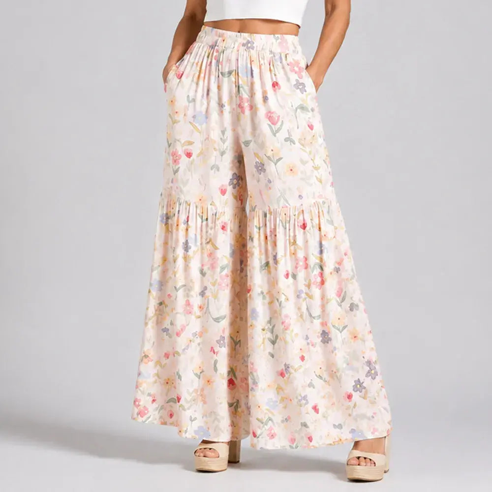🌸✨【S-2XL】Γυναικείο παντελόνι με φαρδιά γραμμή και στάμπα, κατάλληλο για όλους τους σωματότυπους