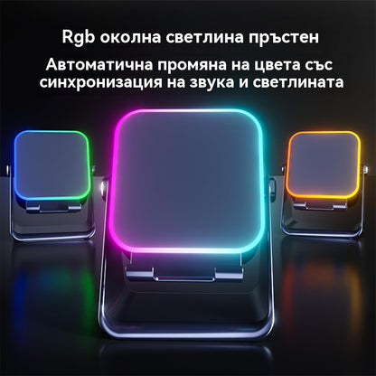 🔥📢 ¡50% DCTO! Altavoz Bluetooth 5 en 1 con Carga Inalámbrica y Soporte Ajustable para Teléfono 🎶⚡