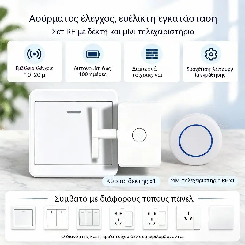 📱💡Έξυπνος ασύρματος διακόπτης για την ενεργοποίηση και απενεργοποίηση των φώτων από απόσταση, χωρίς να απαιτείται καλωδίωση.