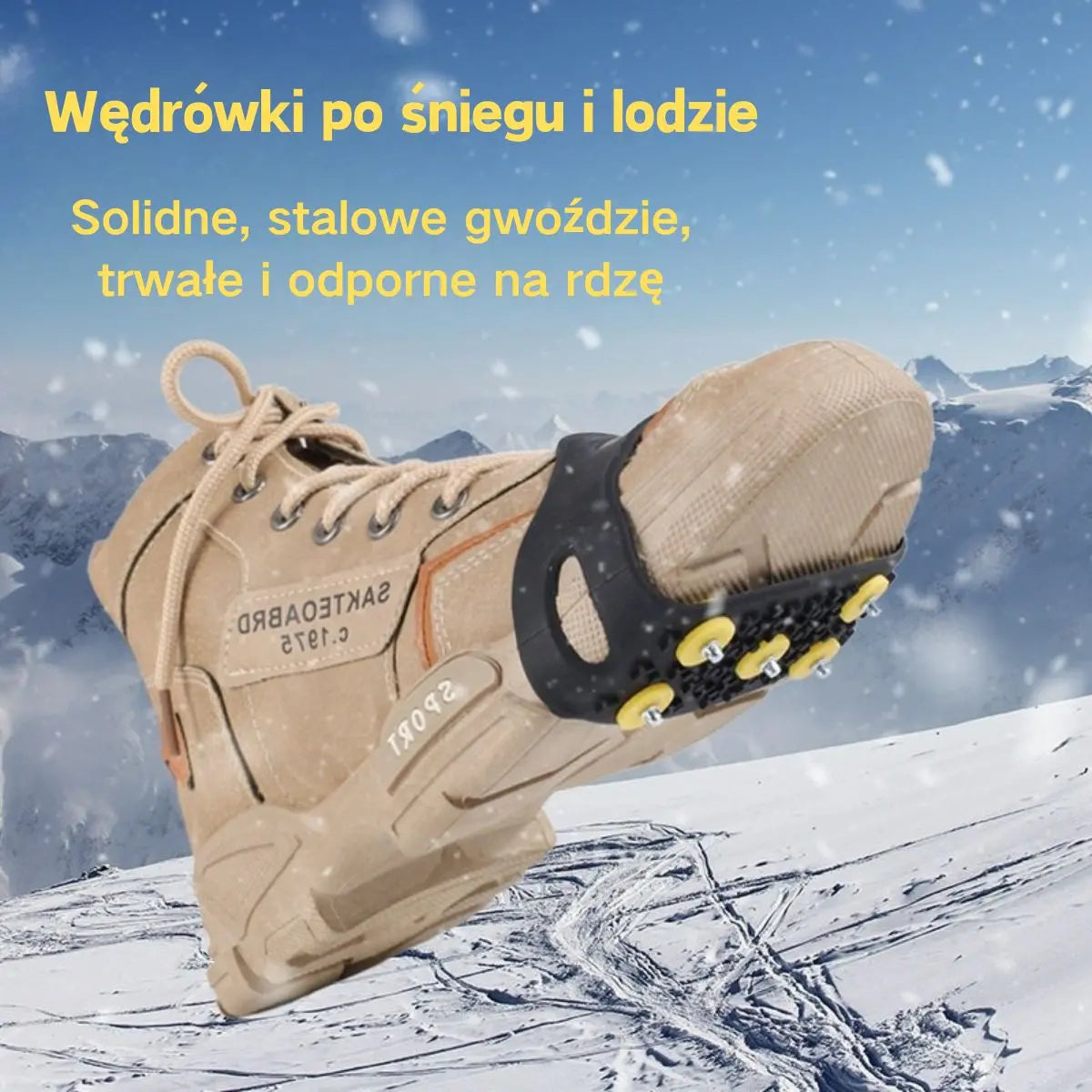 🚶❄️Cena za 4 pary wynosi 99 zł🔥Niewidoczne, 5-zębowe, antypoślizgowe pętle do raków, raki do użytku na zewnątrz, odpowiednie do wędrówek po śniegu, wspinaczki górskiej, wspinaczki skałkowej i zimowych powierzchni lodowych, niezbędne dla osób starszych.