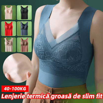 🔥❤️【40-100 komada】Ženski topli jesensko-zimski baršunasti prsluk od čipke s ugrađenim jastučićem za prsa