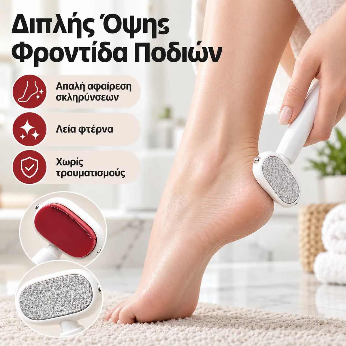🥳 1 σετ €24🥳 💞 Ράσπα ποδιών! Υψηλής ποιότητας ατσάλι, σχεδιασμός διπλής όψης και φορητό μέγεθος. Χαρίζει άμεσα λεία και απαλά πόδια — απόκτησέ τη τώρα! ✅