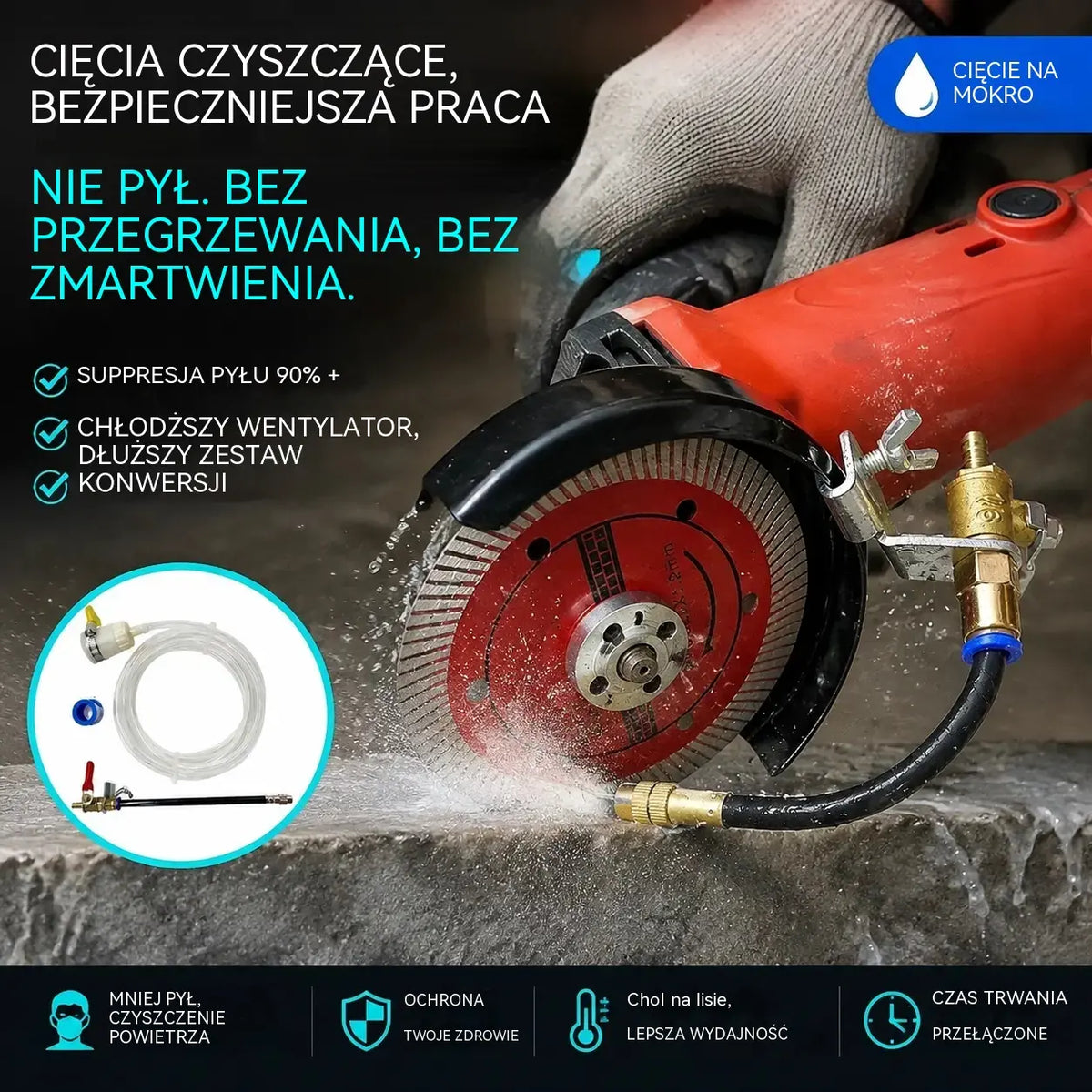 🔧 50% ZNIŻKI PRZEZ OGRANICZONY CZAS! ✨ Spryskiwacz wody do usuwania pyłu z maszyn tnących: dwa tryby natrysku, giętka aluminiowa rura, nierdzewna 💧