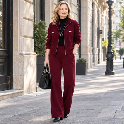 【M-4XL】💖Νέο γυναικείο σετ 2 τεμαχίων για τον χειμώνα – κοντό μπουφάν & φαρδύ παντελόνι, με φλις, παχύ, casual αθλητικό σετ