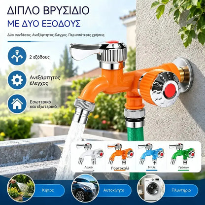 1 τεμάχιο 24 ευρώ 🚰🔧 Προσαρμογέας Βρύσης 2 σε 1 | Διακλαδωτής Νερού Διπλής Εξόδου με Ανεξάρτητο Έλεγχο, Προστασία από Πιτσιλιές και Αντοχή στο Ψύχος