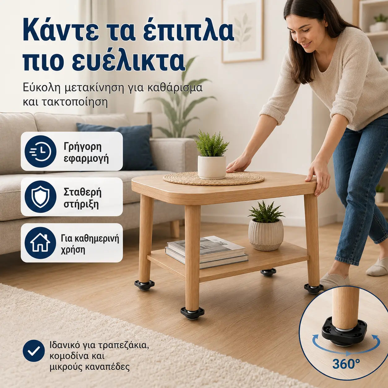 4 τεμάχιο 25 ευρώ 🏡🥳Πείτε αντίο στην αδυναμία μετακίνησης επίπλων | Οι ροδάκια 360° πανκατευθυντικά κάνουν την μετακίνηση βαρέων αντικειμένων εύκολη