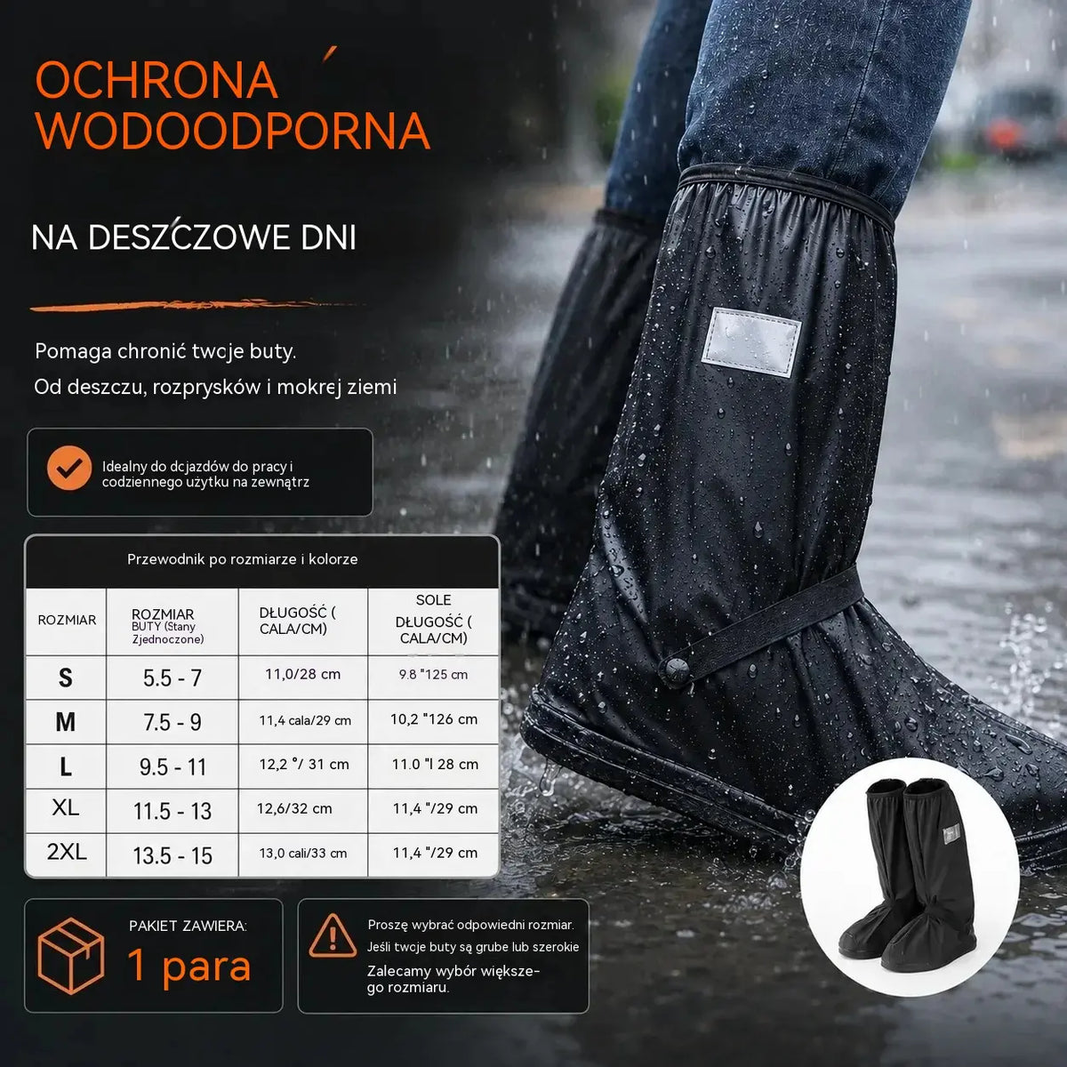 🌧️✨Nowe, antypoślizgowe, wysokie, grube i wodoodporne, wielokrotnego użytku ochraniacze na buty, odpowiednie na deszczowe dni, a także na błotniste i śnieżne warunki.