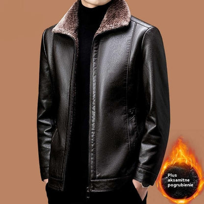 🔥【Gran liquidación】🔥【M-3XL】🧥 Chaqueta de cuero masculina nueva para invierno con forro de forro polar, alta calidad de cuero genuino, forro interior de lana de cordero, cálida y cómoda.
