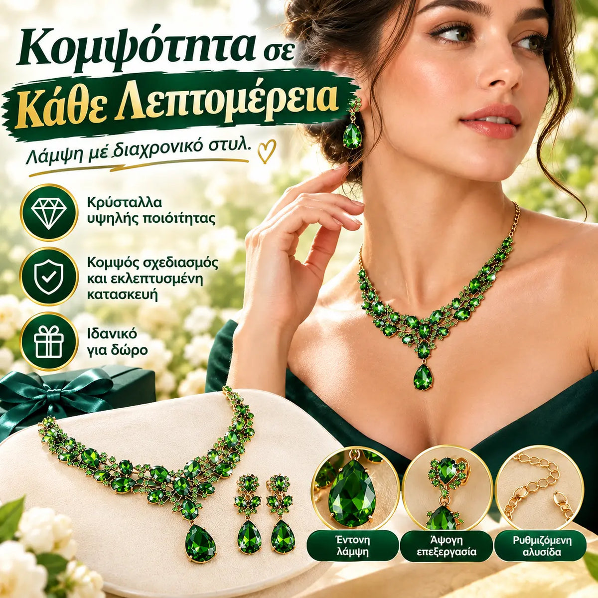 ✨【Κολιέ + Σκουλαρίκια】💖💎Νέο σετ κολιέ και σκουλαρίκια με πολύχρωμα κυβικά ζιρκόνια
